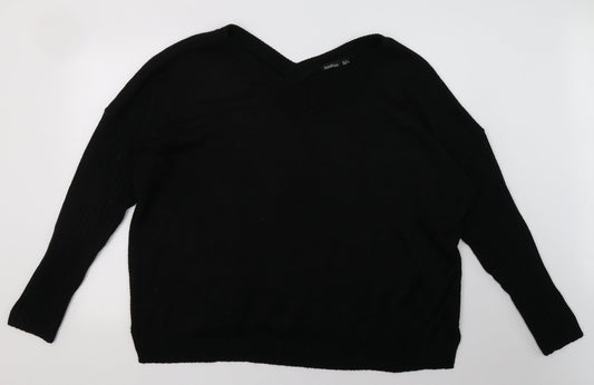 Boohoo Womens Black  Acrylic Pullover Sweatshirt Size 16  Pullover