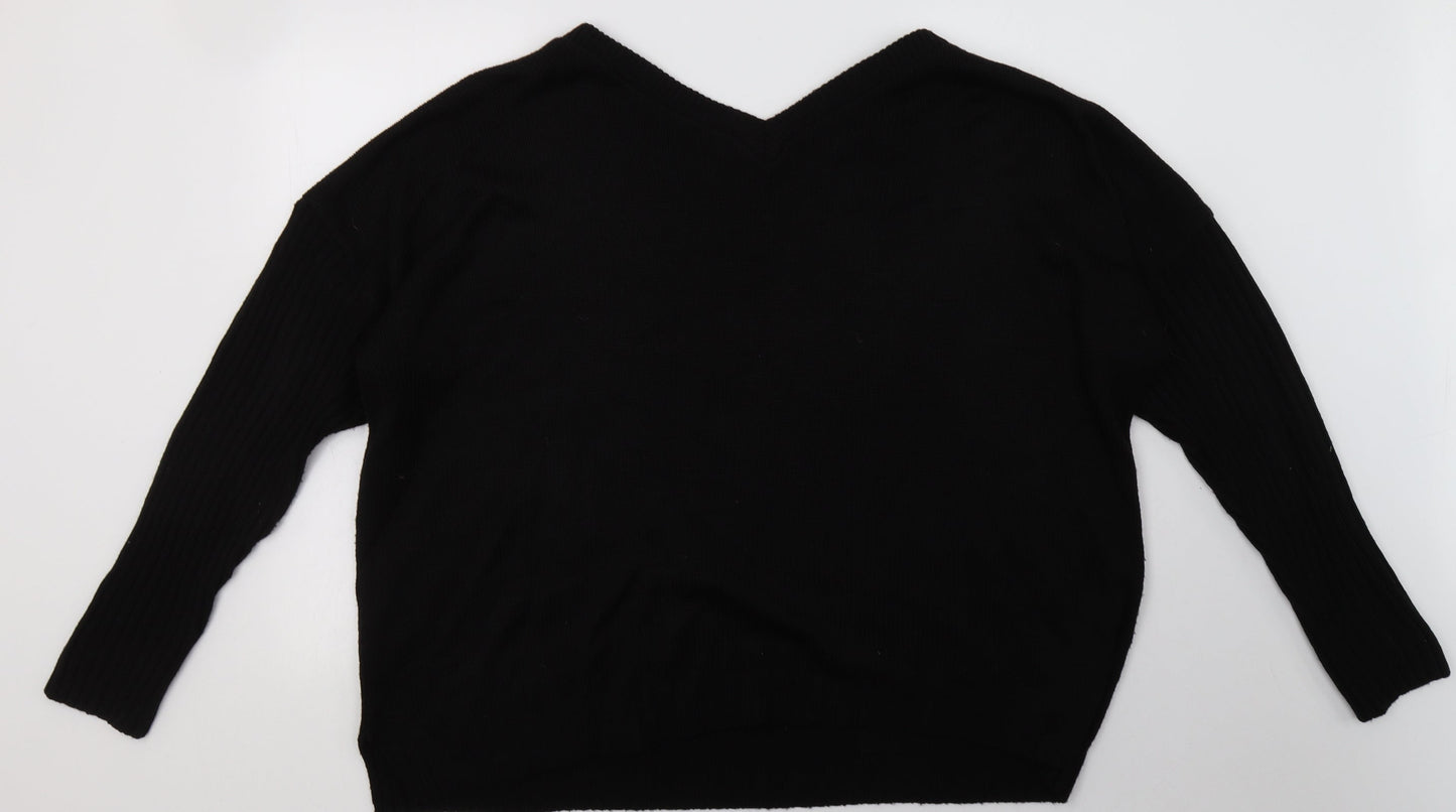 Boohoo Womens Black  Acrylic Pullover Sweatshirt Size 16  Pullover