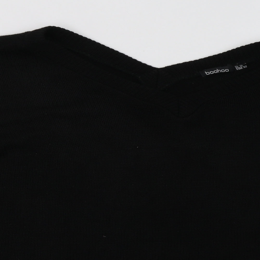 Boohoo Womens Black  Acrylic Pullover Sweatshirt Size 16  Pullover