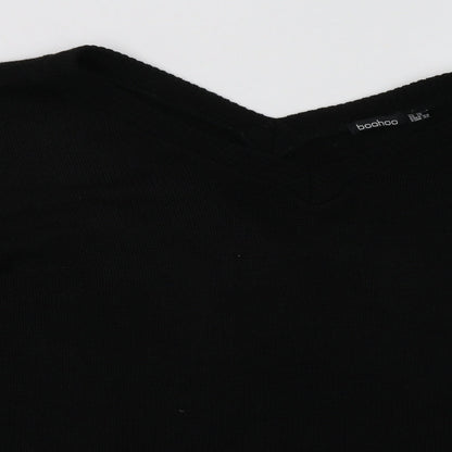 Boohoo Womens Black  Acrylic Pullover Sweatshirt Size 16  Pullover