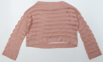 Missguided Womens Pink Striped Acrylic Pullover Sweatshirt Size M  Pullover