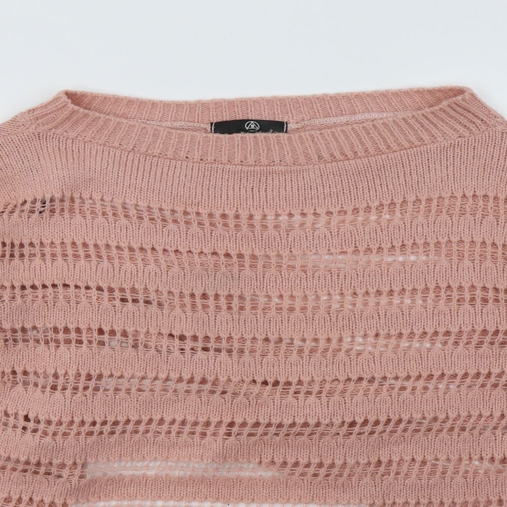 Missguided Womens Pink Striped Acrylic Pullover Sweatshirt Size M  Pullover