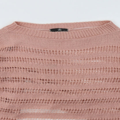 Missguided Womens Pink Striped Acrylic Pullover Sweatshirt Size M  Pullover