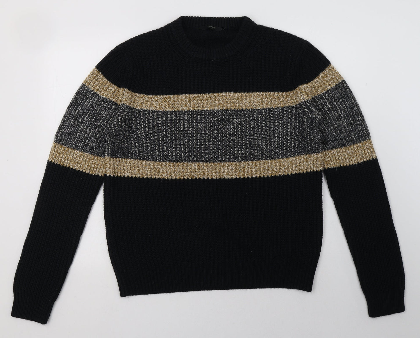 George Mens Blue Striped Acrylic Pullover Sweatshirt Size M