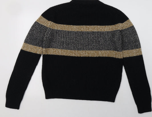 George Mens Blue Striped Acrylic Pullover Sweatshirt Size M