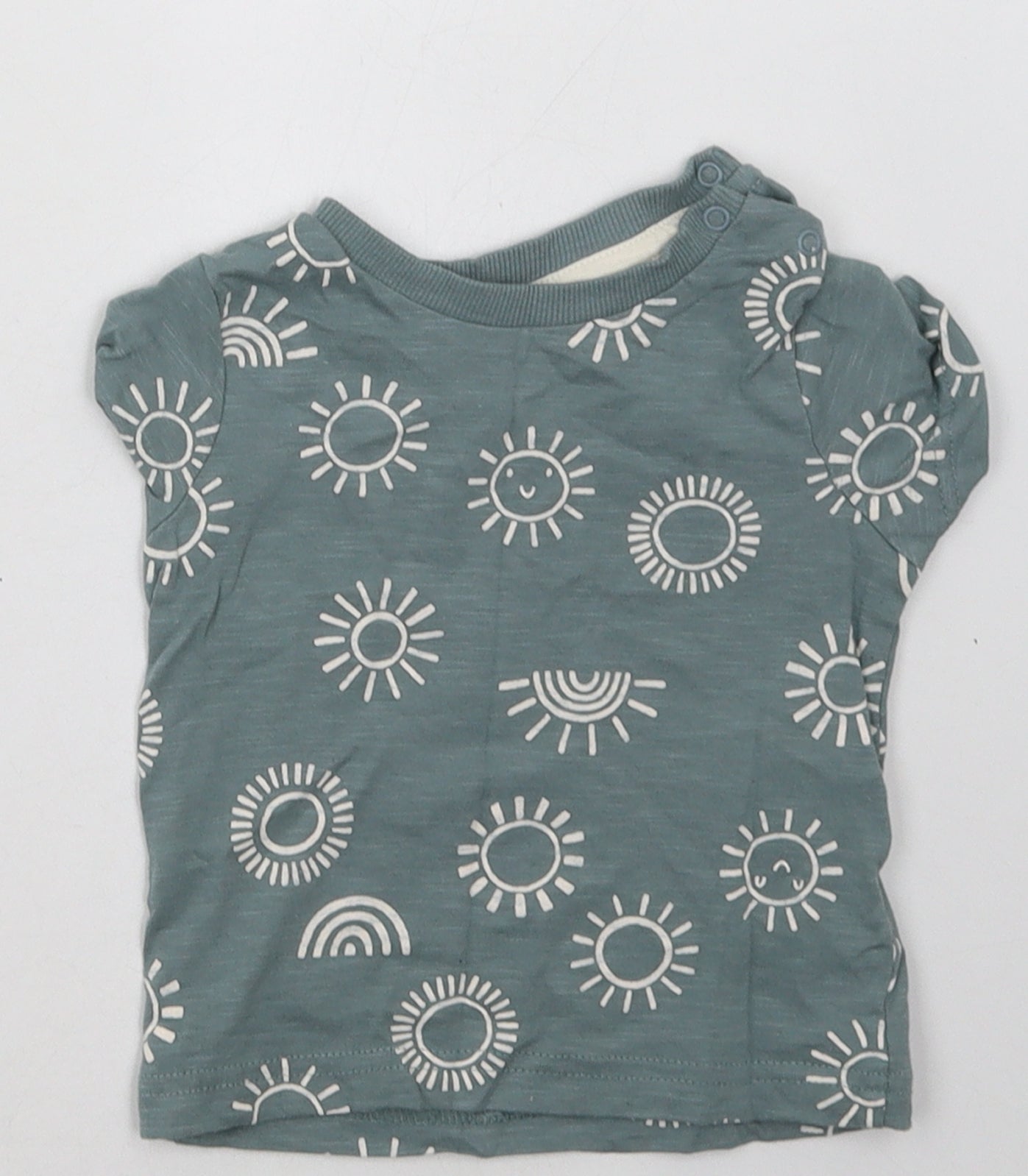 Nutmeg Boys Blue Geometric Cotton Basic T-Shirt Size 6-9 Months Crew Neck Buckle