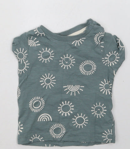 Nutmeg Boys Blue Geometric Cotton Basic T-Shirt Size 6-9 Months Crew Neck Buckle