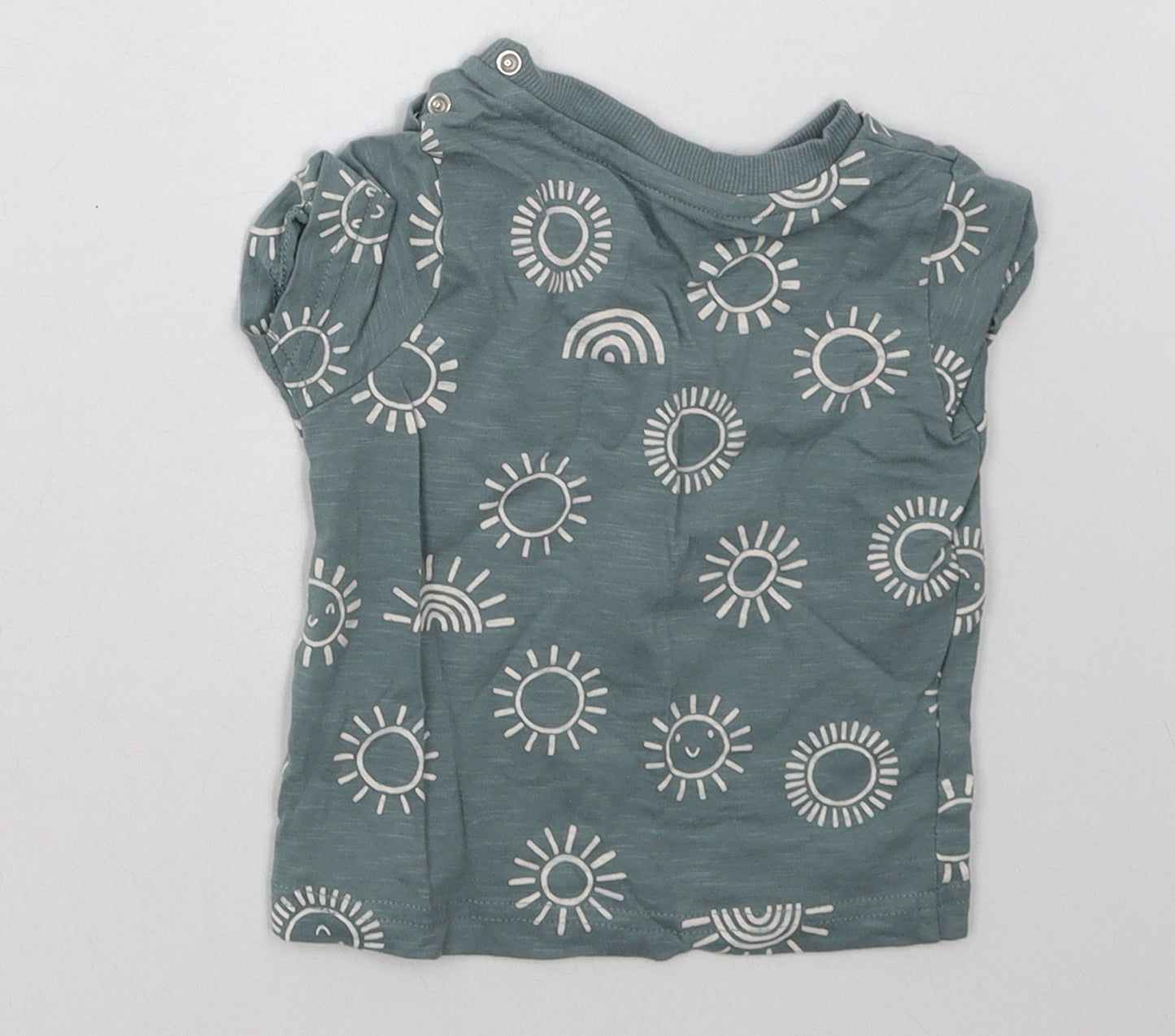 Nutmeg Boys Blue Geometric Cotton Basic T-Shirt Size 6-9 Months Crew Neck Buckle