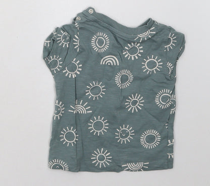 Nutmeg Boys Blue Geometric Cotton Basic T-Shirt Size 6-9 Months Crew Neck Buckle