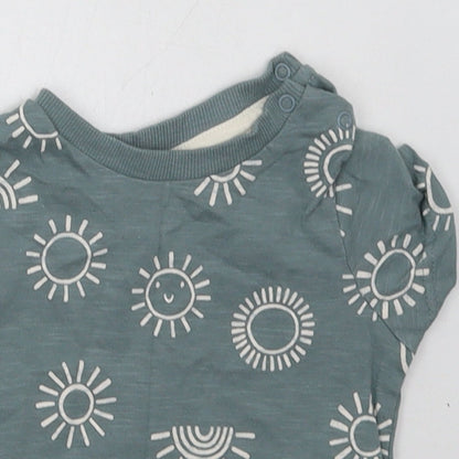 Nutmeg Boys Blue Geometric Cotton Basic T-Shirt Size 6-9 Months Crew Neck Buckle