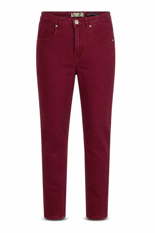 Front view of Boohoo women’s purple cotton skinny jeans, size UK 8, 30-inch leg regular button