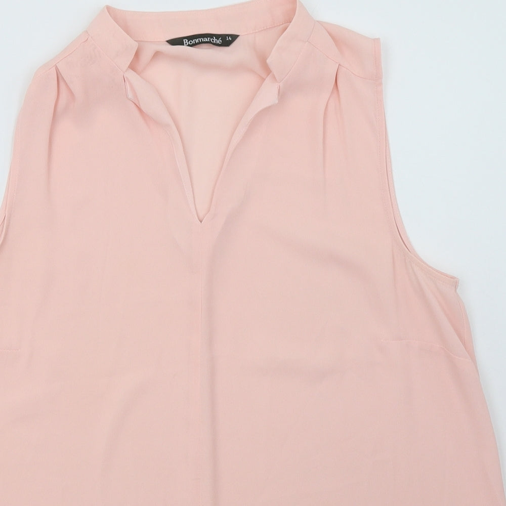 vonmarch Womens Pink  Polyester Basic Blouse Size 14 V-Neck