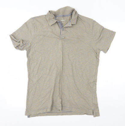 Gap Mens Grey Striped 100% Cotton  Polo Size M Collared