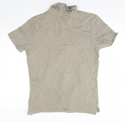 Gap Mens Grey Striped 100% Cotton  Polo Size M Collared
