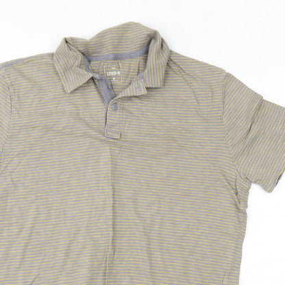 Gap Mens Grey Striped 100% Cotton  Polo Size M Collared