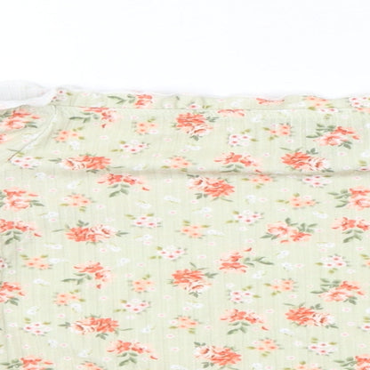 New Look Womens Green Floral Polyester Basic Blouse Size 8 Off the Shoulder