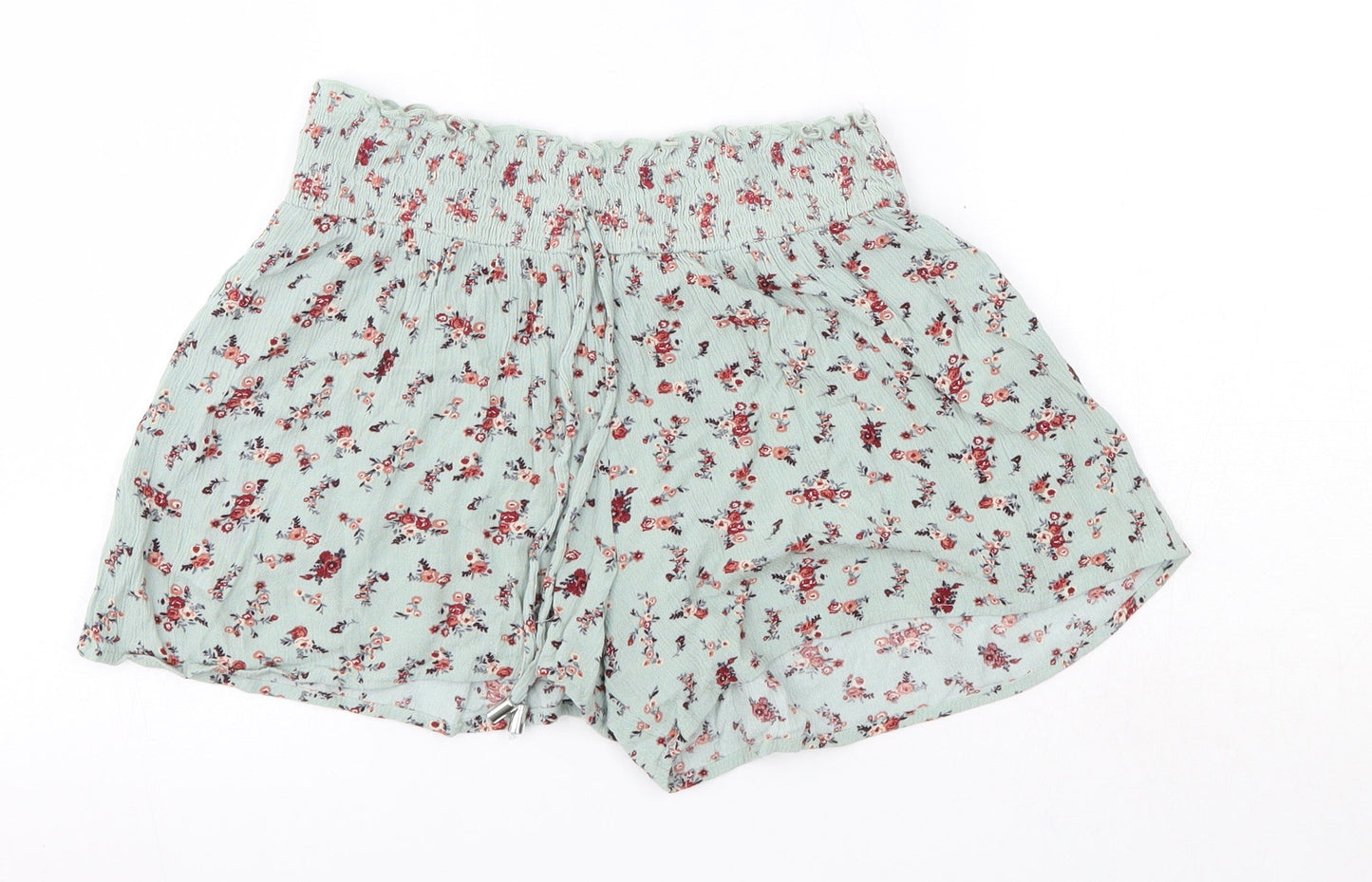 Primark Womens Green Floral Viscose Boyfriend Shorts Size 8  Regular