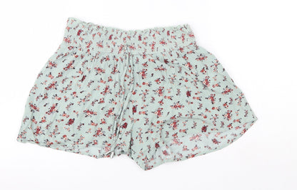 Primark Womens Green Floral Viscose Boyfriend Shorts Size 8  Regular