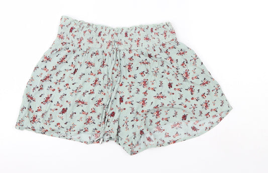 Primark Womens Green Floral Viscose Boyfriend Shorts Size 8  Regular