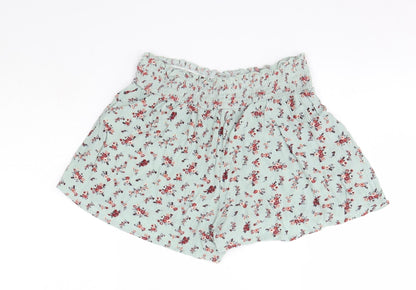 Primark Womens Green Floral Viscose Boyfriend Shorts Size 8  Regular