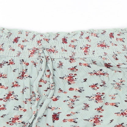 Primark Womens Green Floral Viscose Boyfriend Shorts Size 8  Regular