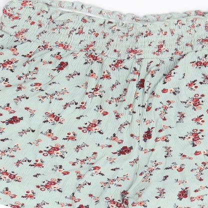 Primark Womens Green Floral Viscose Boyfriend Shorts Size 8  Regular