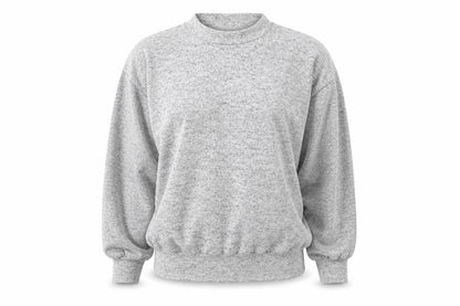 Front view of Primark women’s grey high neck viscose jumper, size L, - loungewear