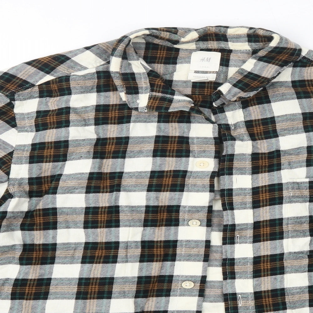 Mens UK Size M H&M Green  Button-Up Long Sleeve Casual Shirt