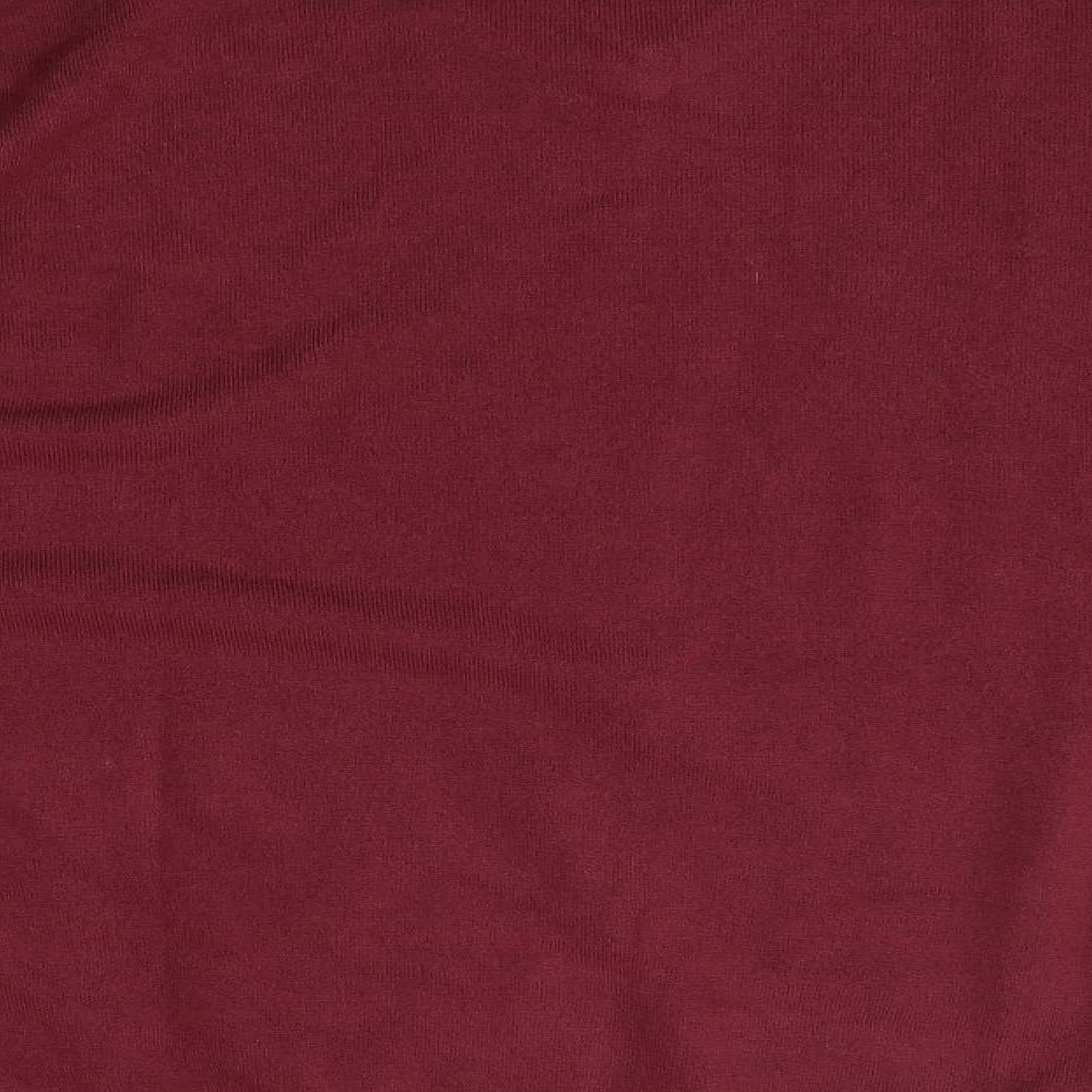 Brand and care label for Debenhams men’s pink v-neck acrylic jumper, size L