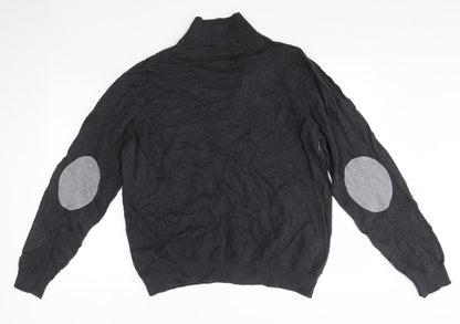 Kensington Mens Grey Collared  Cotton Pullover Jumper Size 2XL