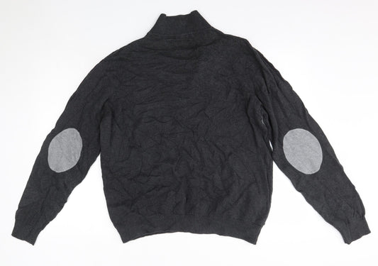 Kensington Mens Grey Collared  Cotton Pullover Jumper Size 2XL