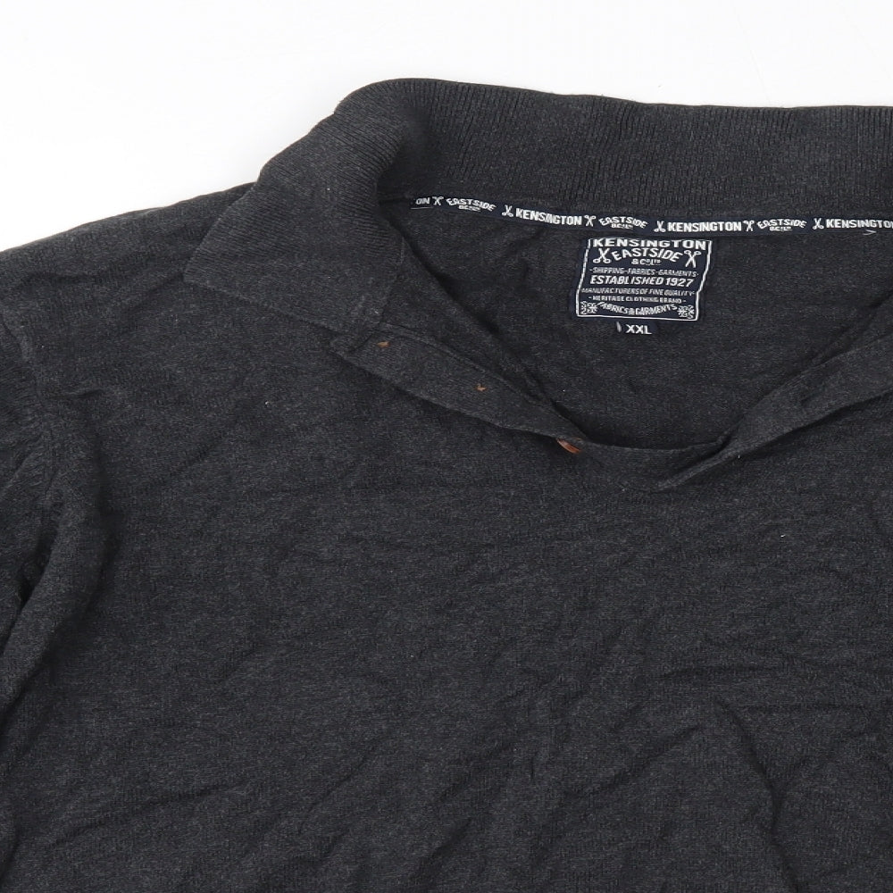 Kensington Mens Grey Collared  Cotton Pullover Jumper Size 2XL