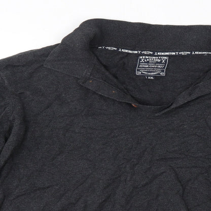 Kensington Mens Grey Collared  Cotton Pullover Jumper Size 2XL