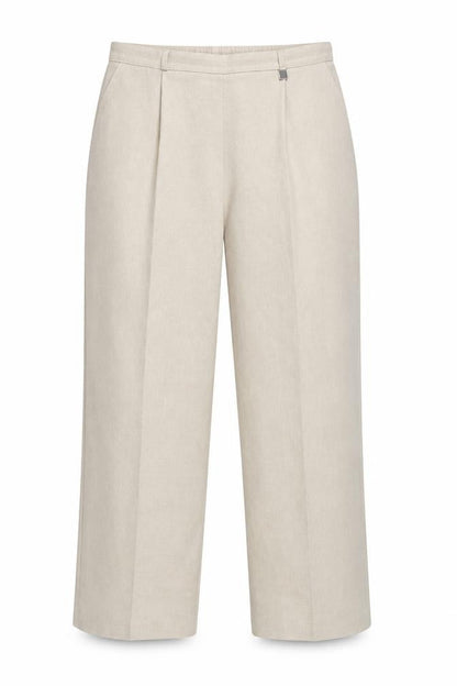 Front view of Classics women’s beige polyester dress pants trousers, size UK 18, 27-inch leg regular
