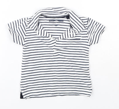 NEXT Baby Blue Striped 100% Cotton Basic T-Shirt Size 3-6 Months Collared