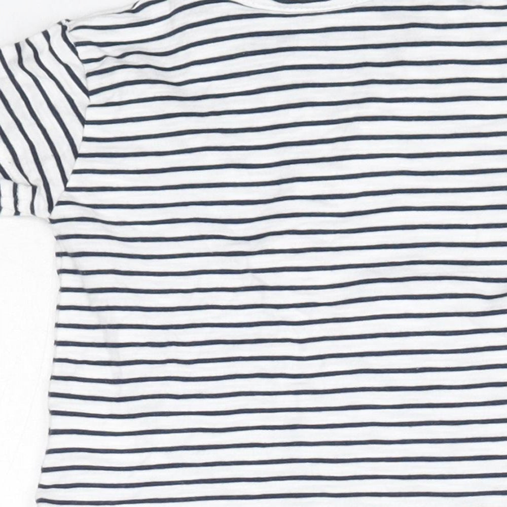 NEXT Baby Blue Striped 100% Cotton Basic T-Shirt Size 3-6 Months Collared