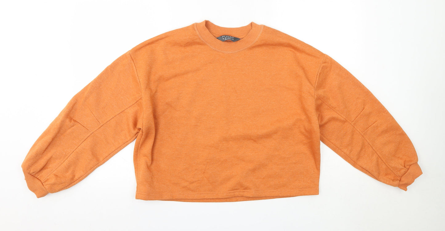 Primark Womens Orange Round Neck  Cotton Pullover Jumper Size M