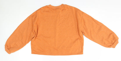 Primark Womens Orange Round Neck  Cotton Pullover Jumper Size M