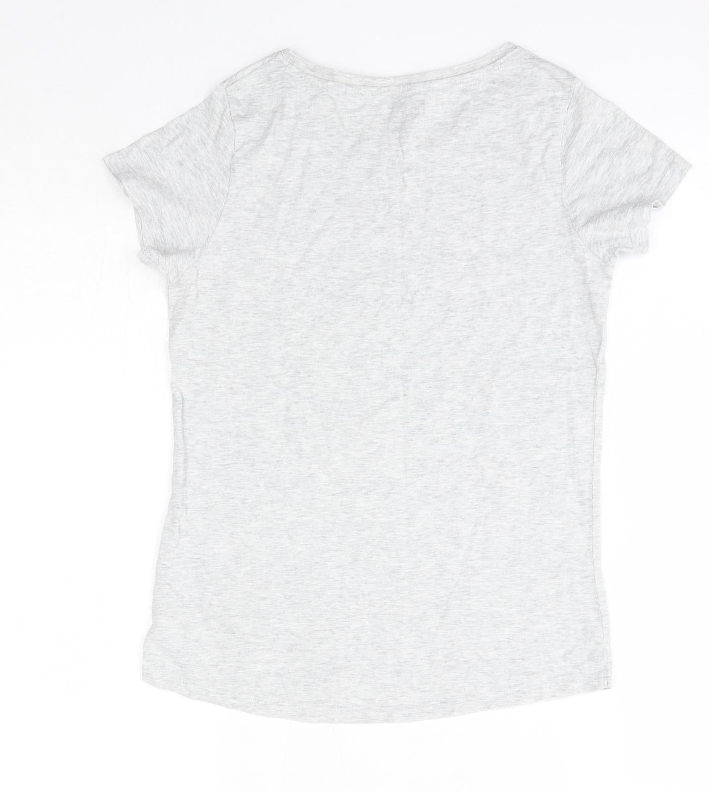 NEXT Girls Grey  100% Cotton Basic T-Shirt Size 10 Years Round Neck  - Emoji