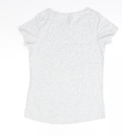 NEXT Girls Grey  100% Cotton Basic T-Shirt Size 10 Years Round Neck  - Emoji