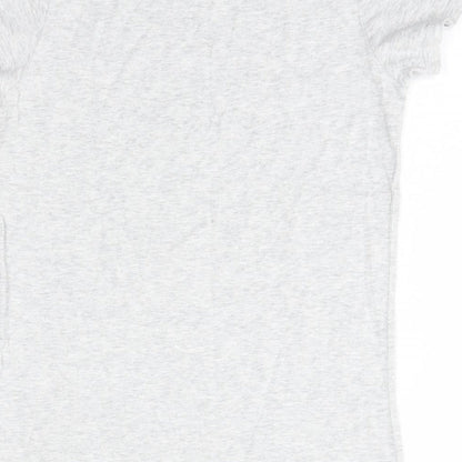 NEXT Girls Grey  100% Cotton Basic T-Shirt Size 10 Years Round Neck  - Emoji