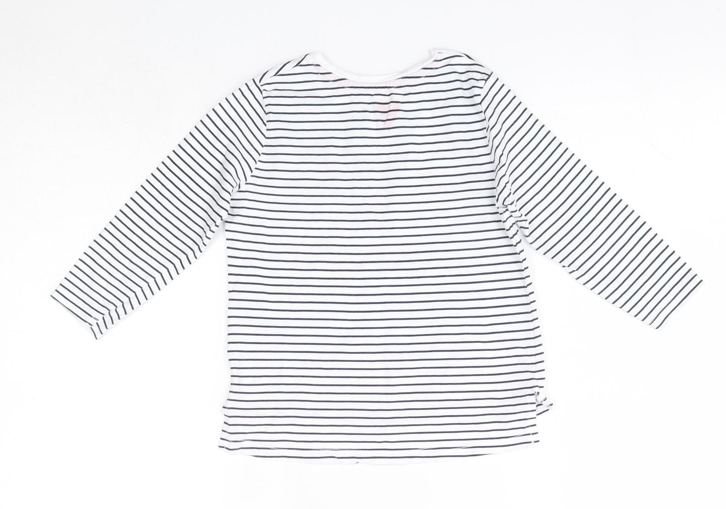 Matalan Girls Blue Striped 100% Cotton Basic Blouse Size 4 Years Round Neck