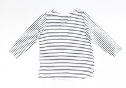 Matalan Girls Blue Striped 100% Cotton Basic Blouse Size 4 Years Round Neck