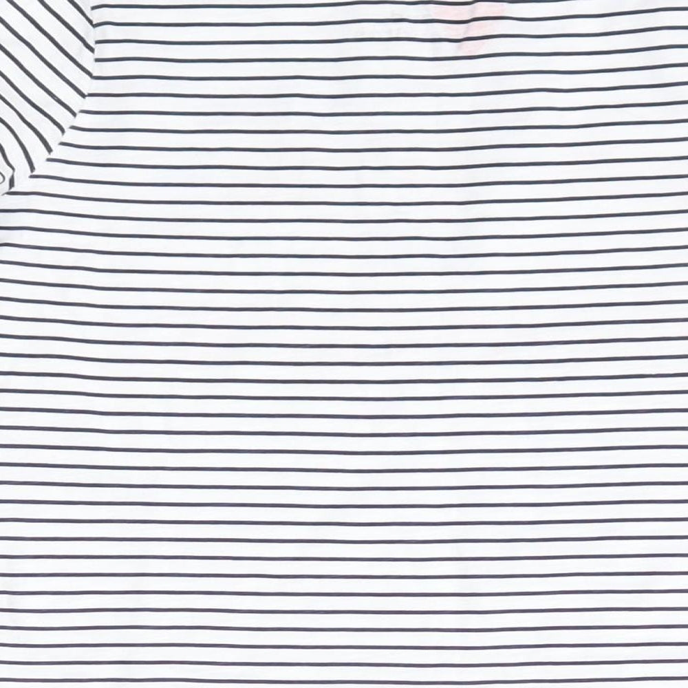 Matalan Girls Blue Striped 100% Cotton Basic Blouse Size 4 Years Round Neck