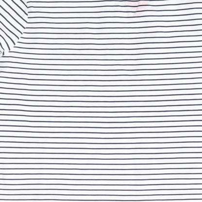 Matalan Girls Blue Striped 100% Cotton Basic Blouse Size 4 Years Round Neck
