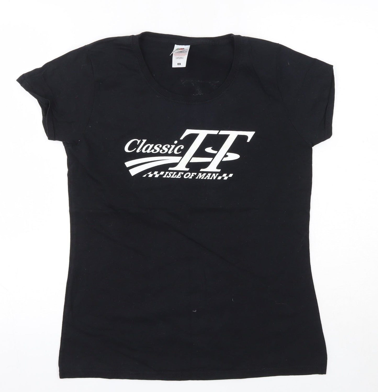 Womens UK Size M Fruit of the Loom Black Basic T-Shirt