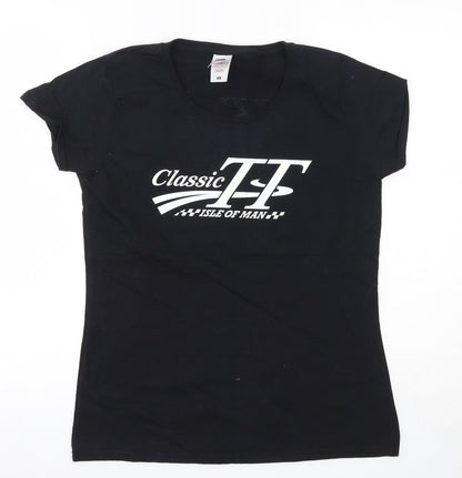 Womens UK Size M Fruit of the Loom Black Basic T-Shirt