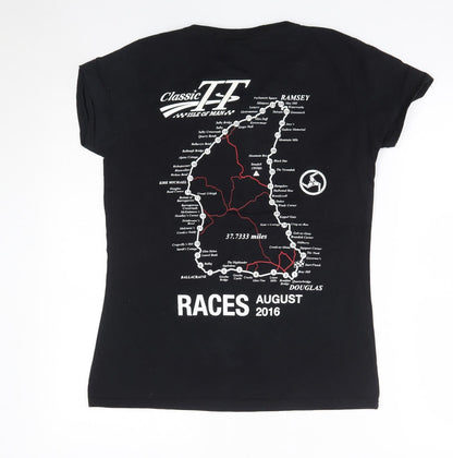 Womens UK Size M Fruit of the Loom Black Basic T-Shirt
