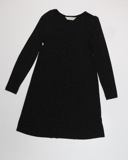 Dorothy Perkins Womens Black Polka Dot Acetate A-Line  Size 10  Round Neck