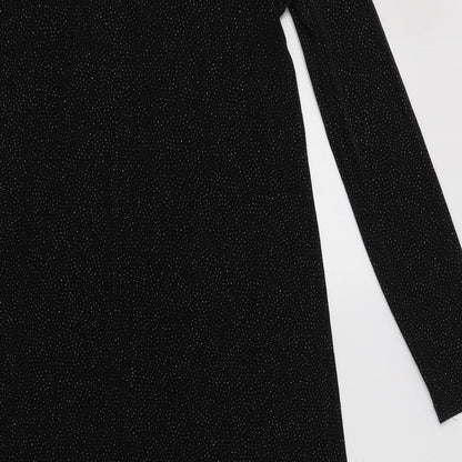 Dorothy Perkins Womens Black Polka Dot Acetate A-Line  Size 10  Round Neck